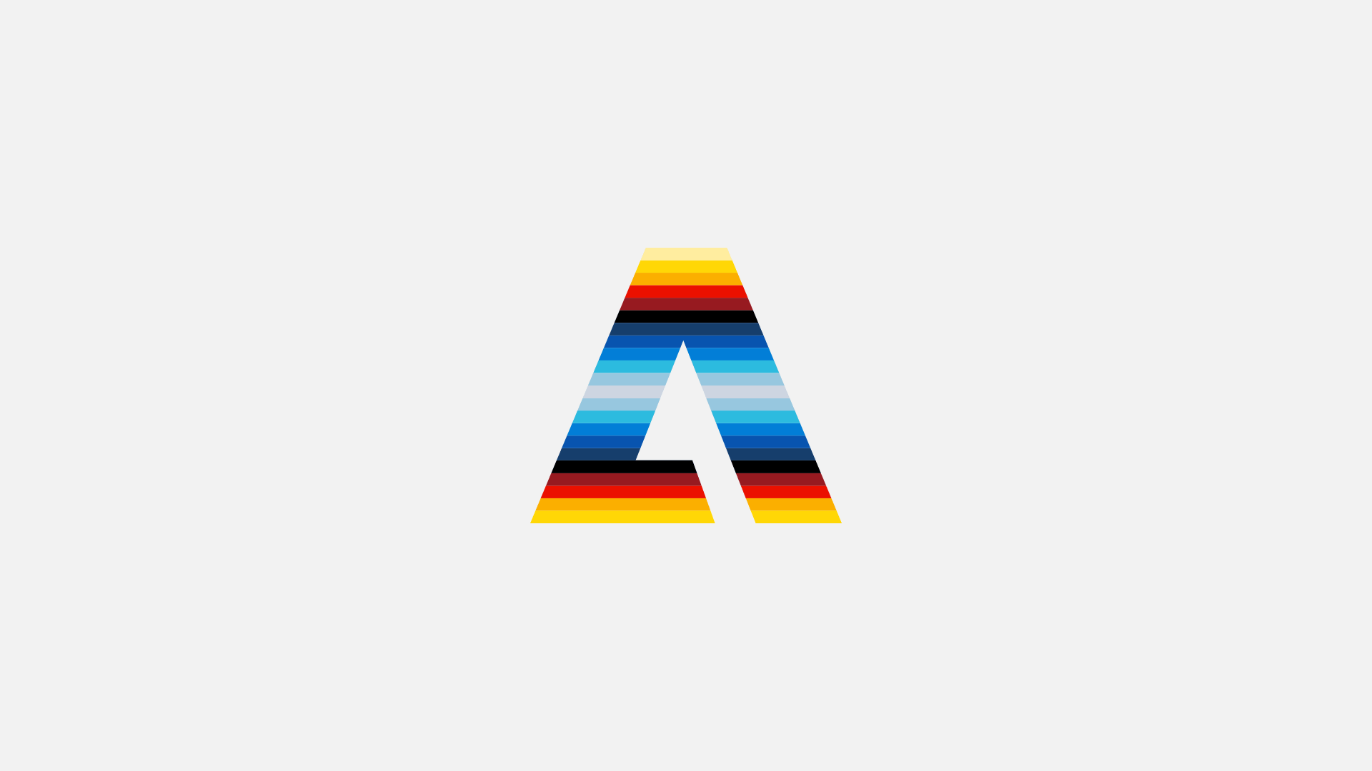 Animated Adobe mark constructed from multicolor time warp bands