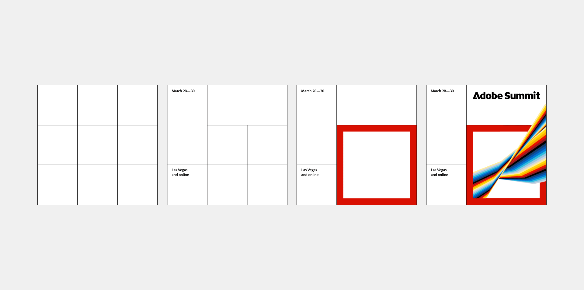 Animated progression from a blank canvas into the Adobe Summit identity