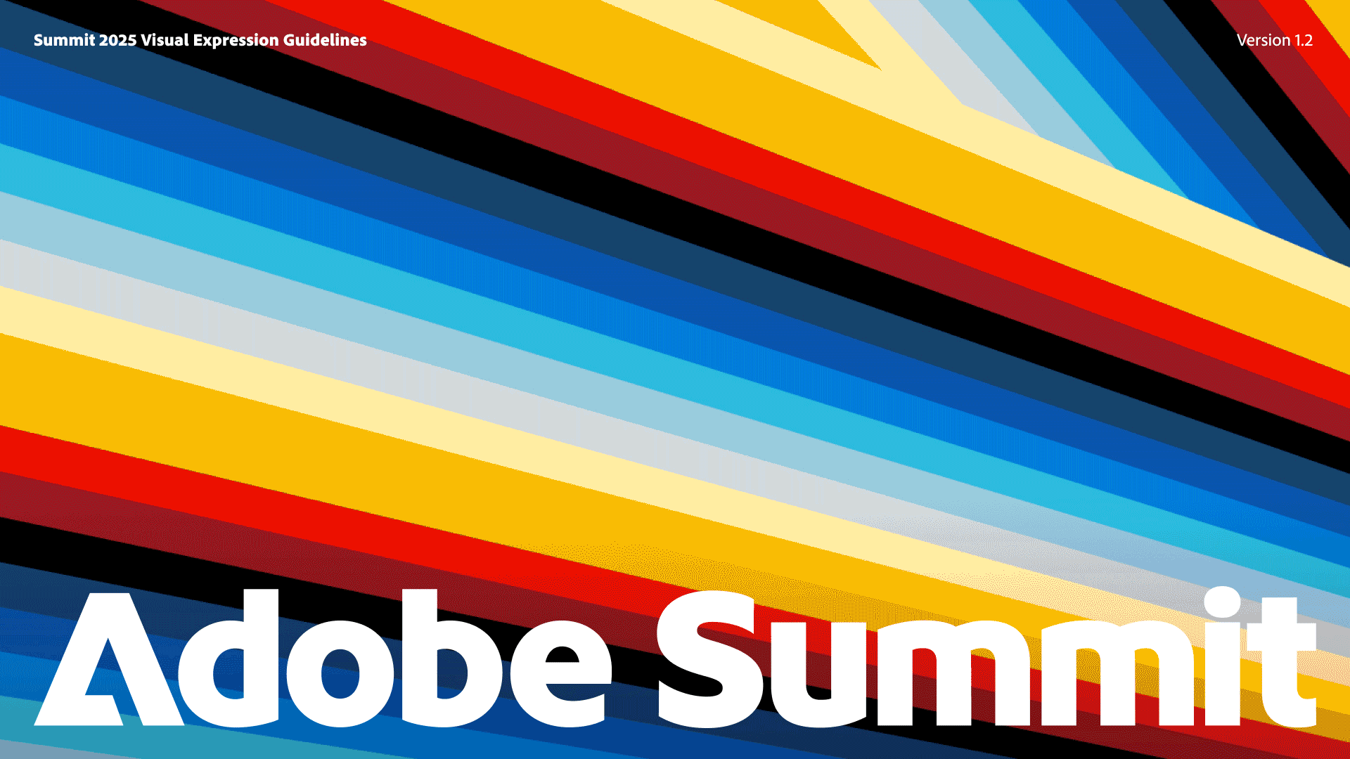 Adobe Summit visual expression guidelines featuring the multicolor time warp graphic